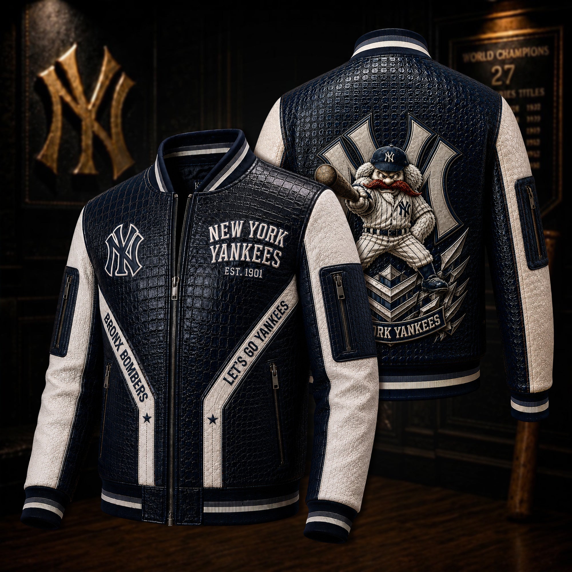 Premium NYY Leather Zipper Jacket TTMH