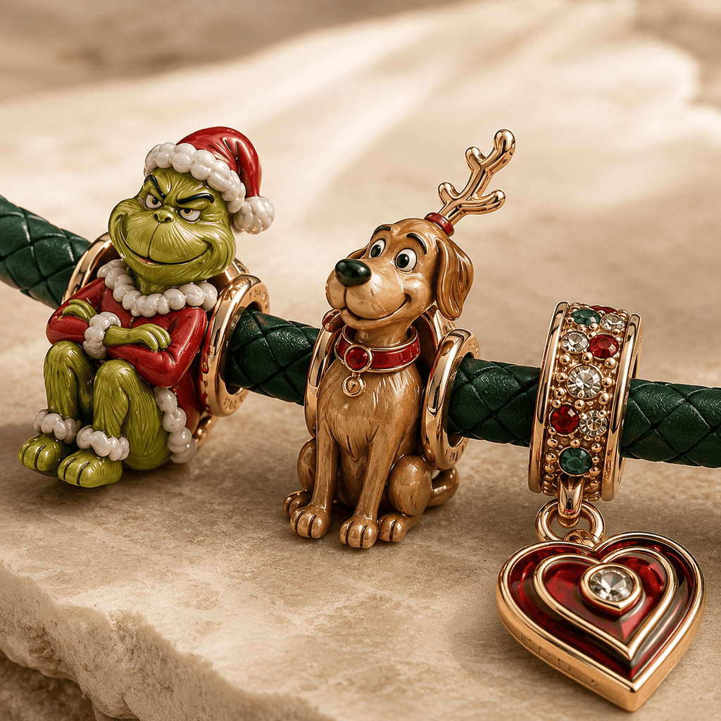 TGR round braided leather cord Charm Bracelet Set NHVH