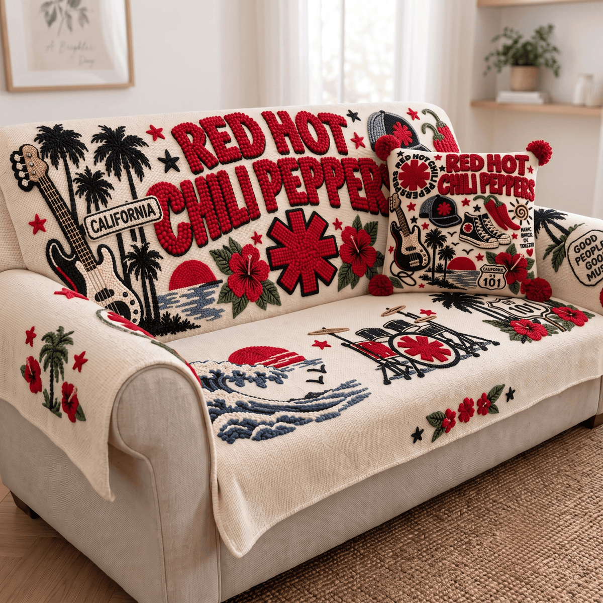 RHCP Tufted Sofa Cover & Pillow Set NTKO