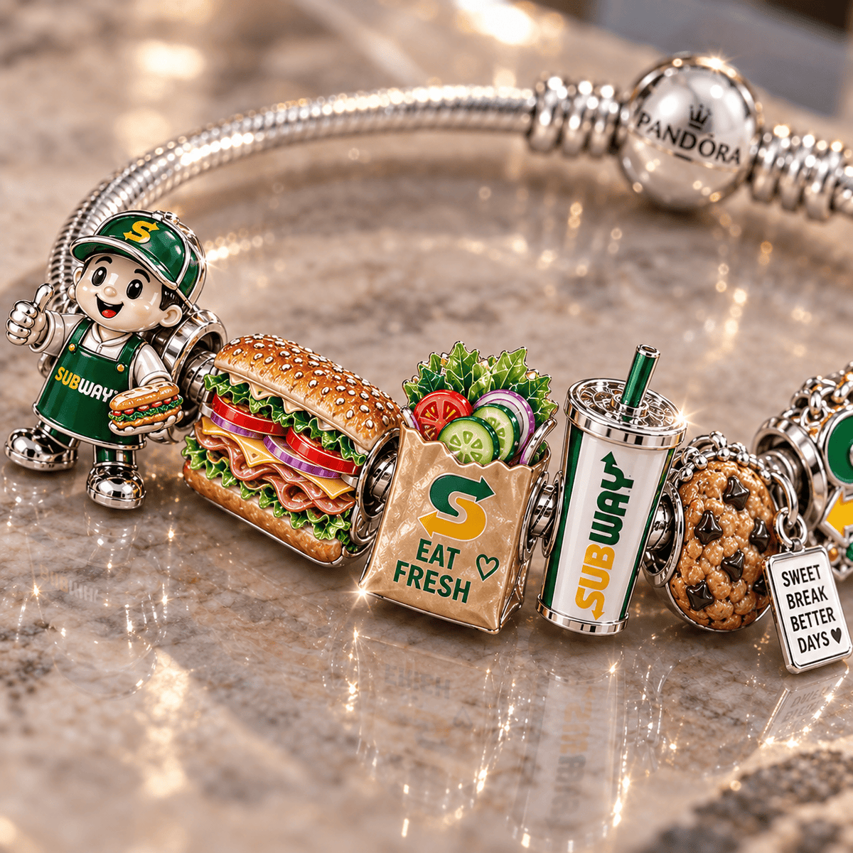 SBWY Silver Charm Bracelet Set NTTB