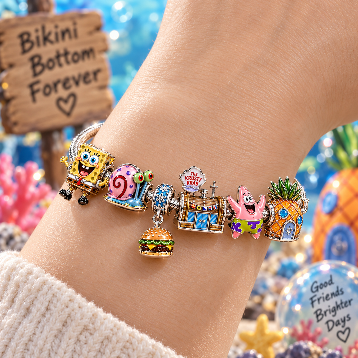 SBSP Silver Charm Bracelet Set NTTB