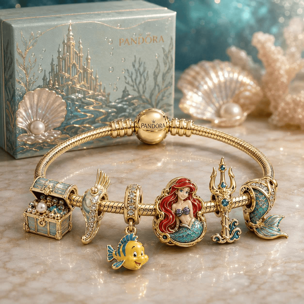 TLM Gold Charm Bracelet Set VTH