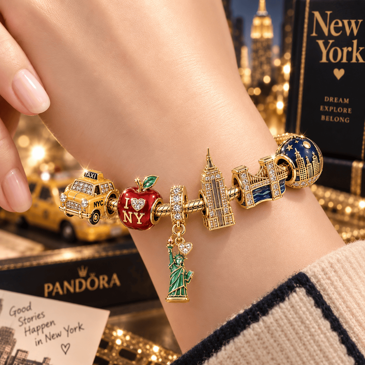 NYC Gold Charm Bracelet Set VTH