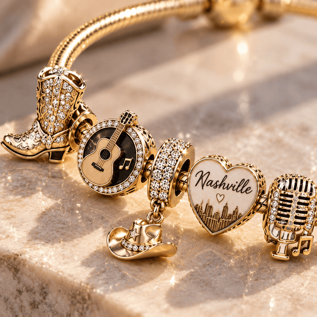NVLS Gold Charm Bracelet Set TTN