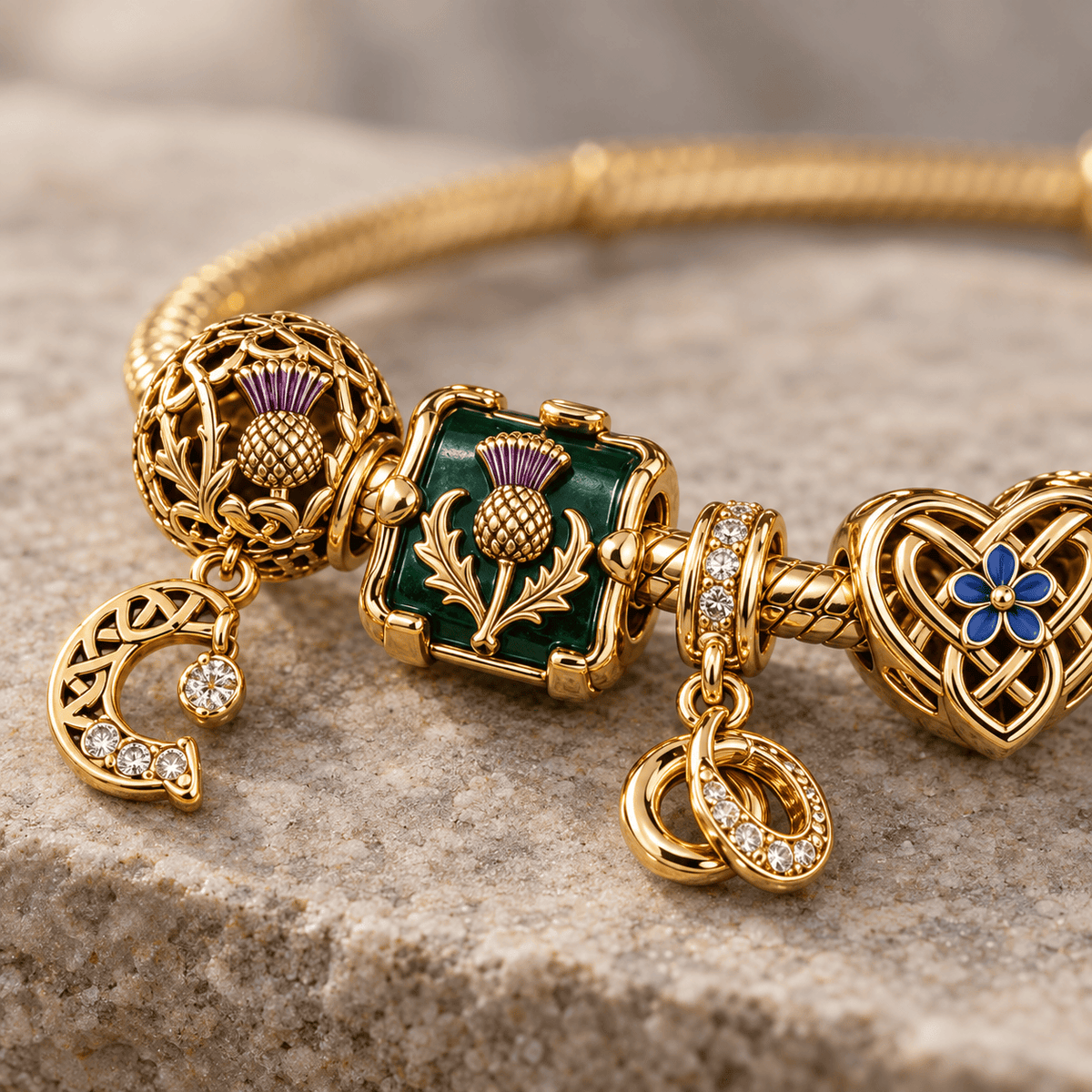 OLD Gold Charm Bracelet Set PTKL